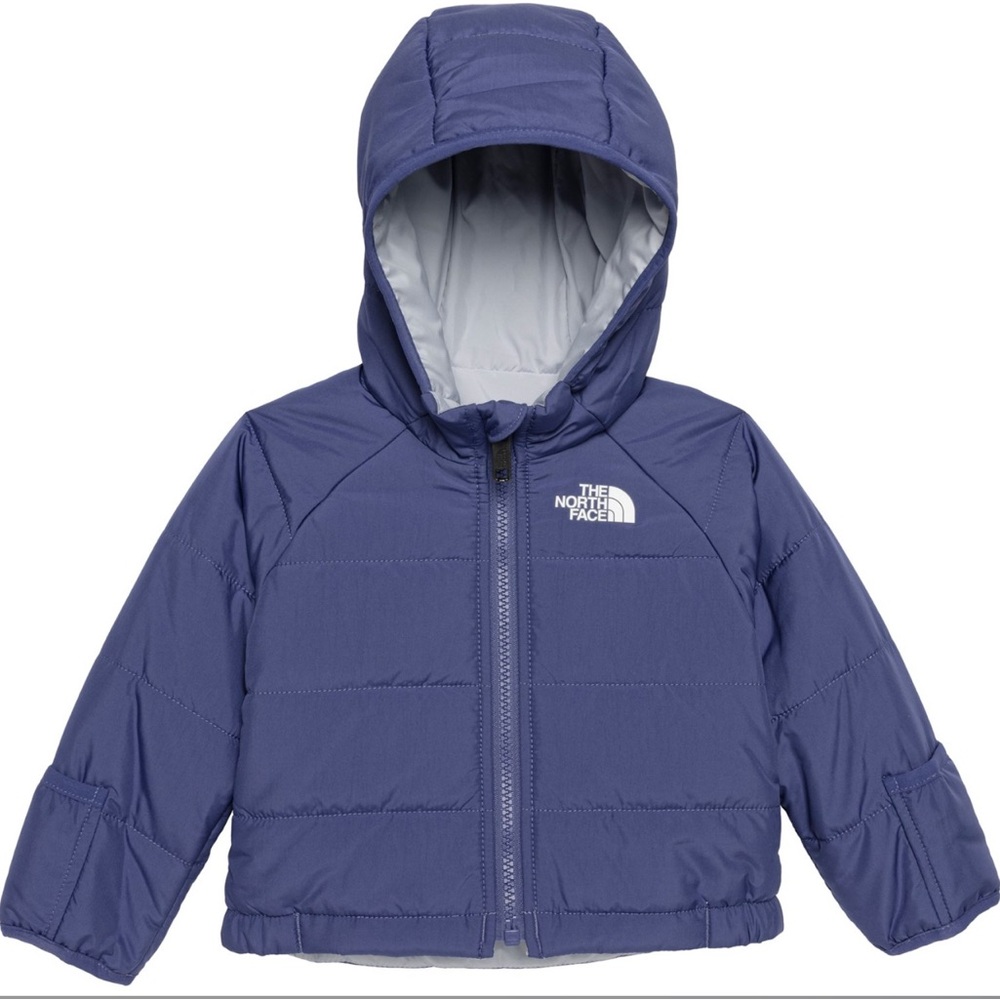 The North Face Baby Reversible Perrito Hooded Jacket in Cave Blue New